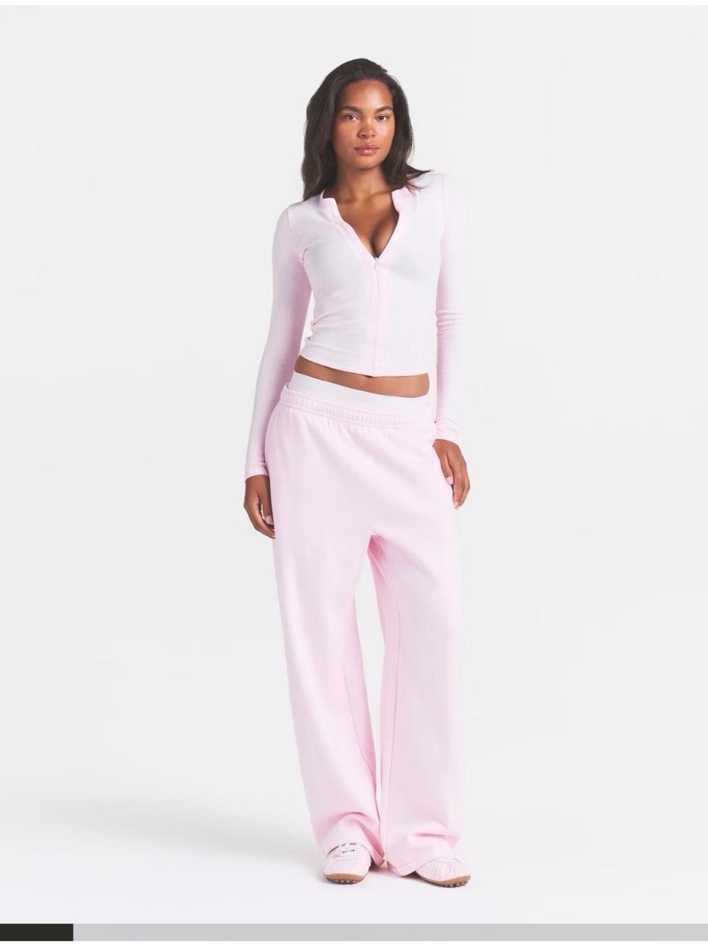 SKIMS Ribbed Zip Up Top in Cherry Blossom Size M